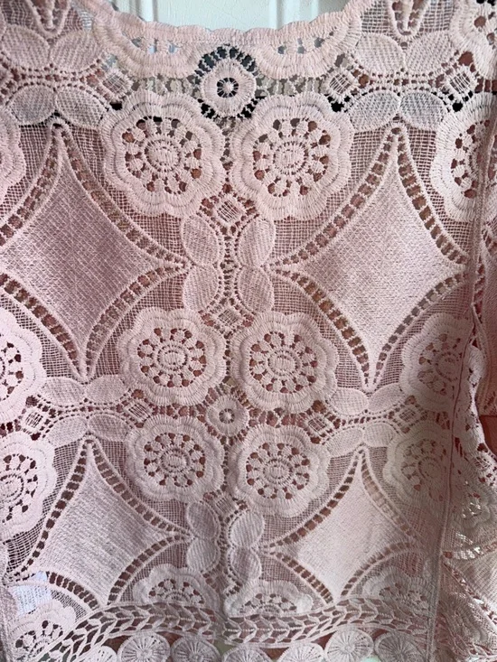 Pink Rabbit Rabbit Rabbit Crocheted Lace Women's Top Size L - Picture 6 of 6